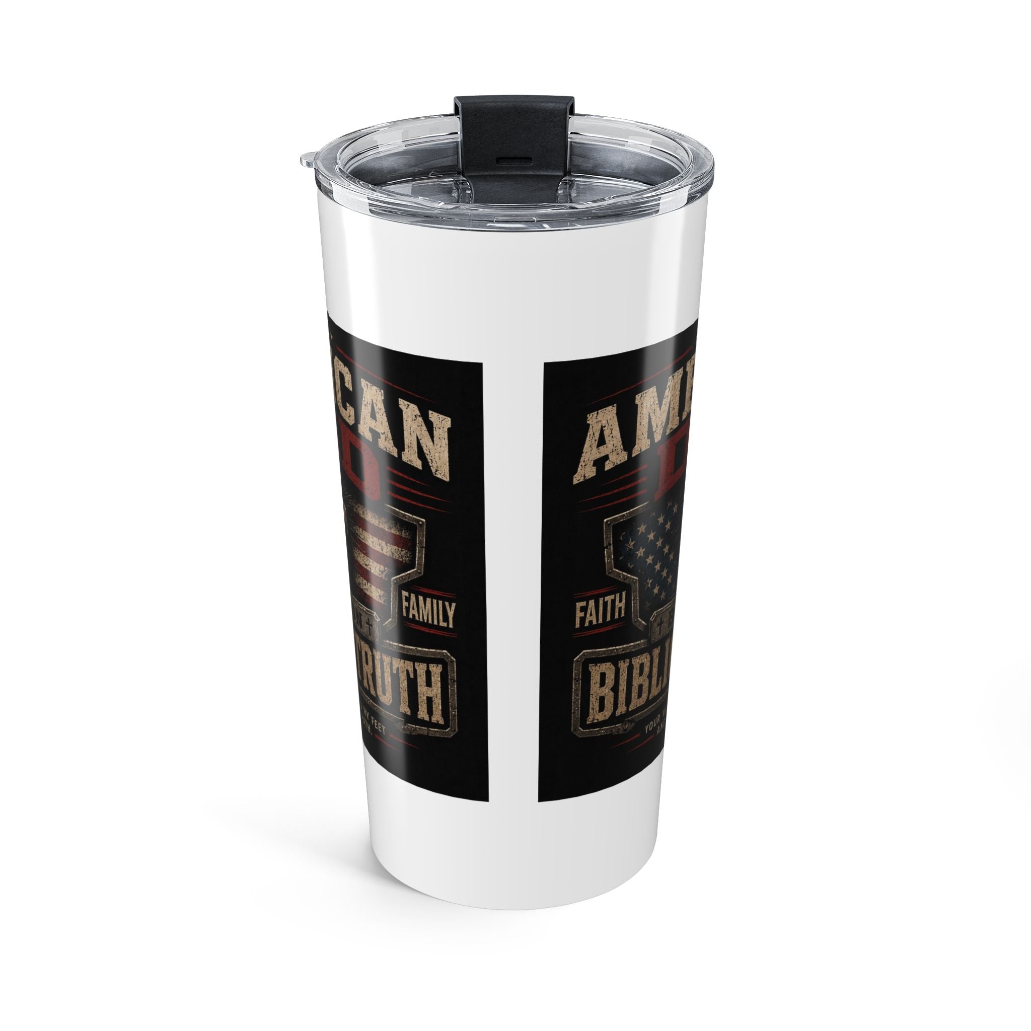 American Dad Built on Biblical Truth Christian Tumbler | Patriotic Faith Travel Cup for Fathers Tumbler 20oz