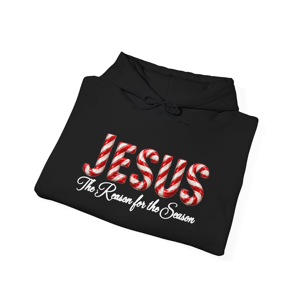 Jesus Is the Reason for the Season – Candy Cane Christmas Christian Hoodie-Unisex Heavy Blend™ Hooded Sweatshirt