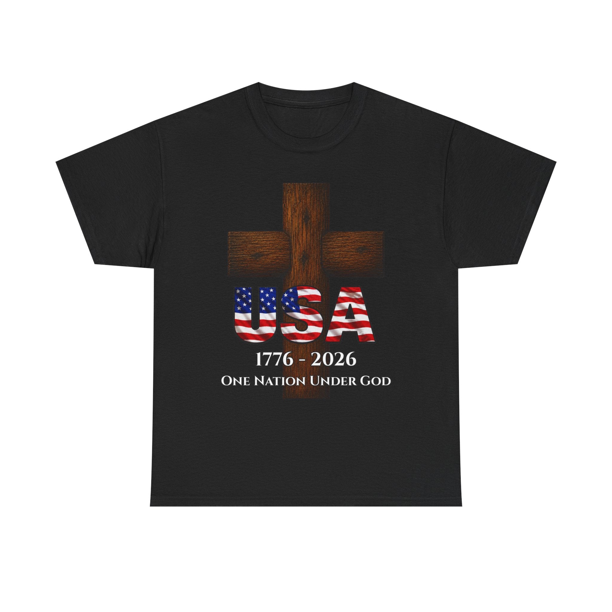 USA Cross 1776-2026 One Nation Under God Patriotic Christian T-Shirt
