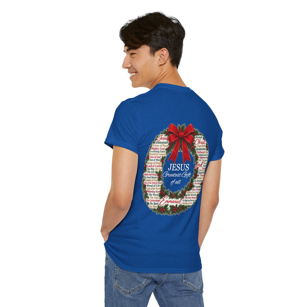 Jesus - Greatest Gift of All Christmas Wreath T-Shirt