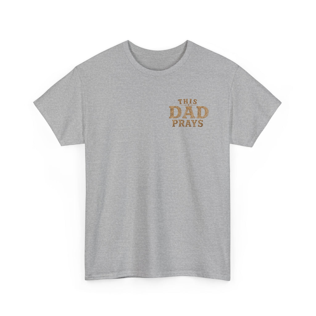 This Dad Prays Christian Outdoors T-Shirt – Faith, Family & Wilderness Sunset TeeUnisex Heavy Cotton Tee