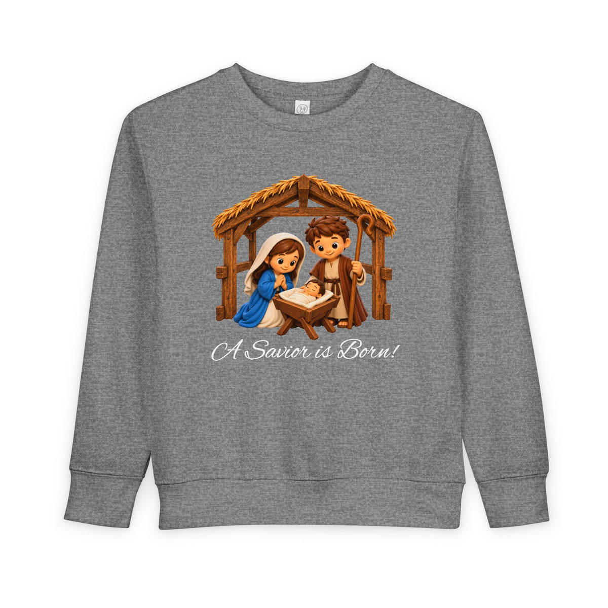 A Savior Is Born Kids Christmas – Nativity Christian Shirt Toddler Sweatshirt