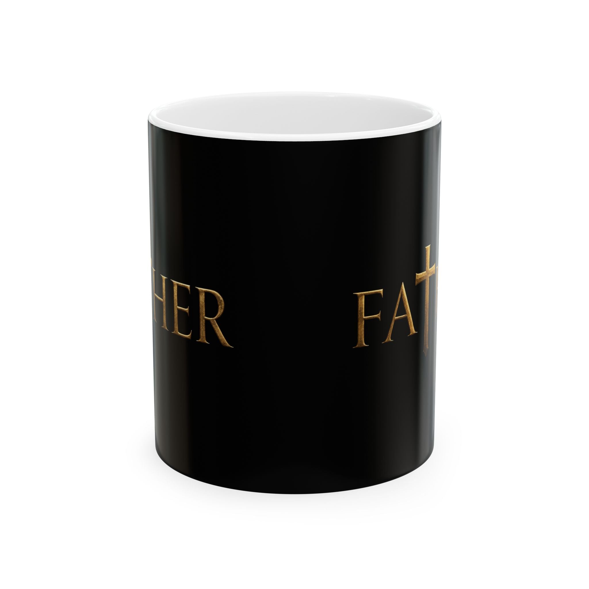 Faith Father Christian Coffee Mug – Minimalist Faith Based Dad Ceramic Mug, (11oz, 15oz)