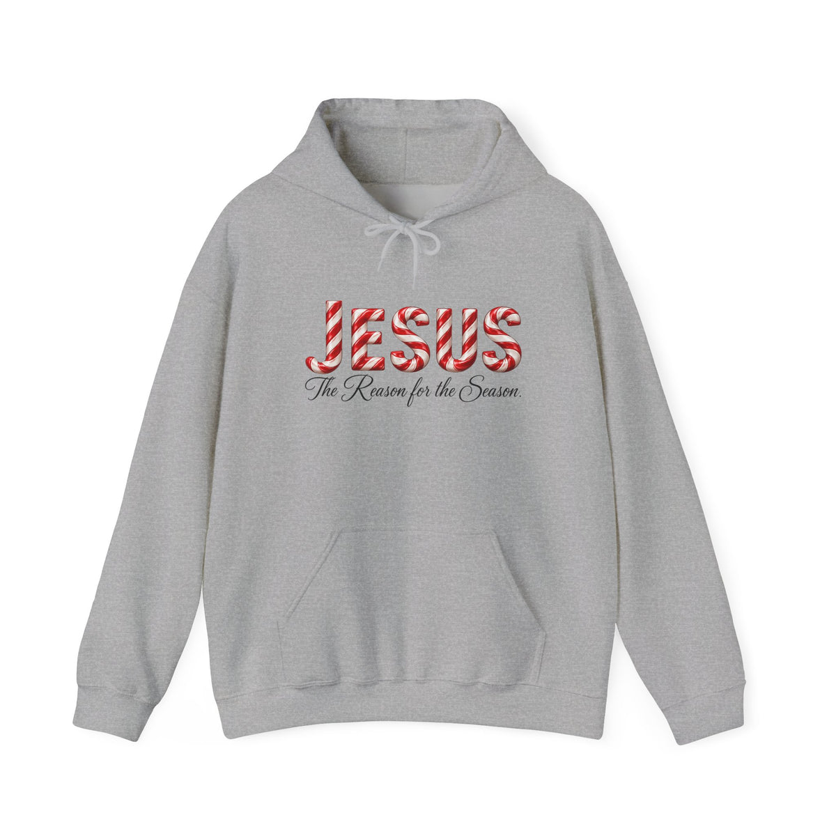 Jesus Is the Reason for the Season – Candy Cane Christmas Christian Hoodie-Unisex Heavy Blend™ Hooded Sweatshirt