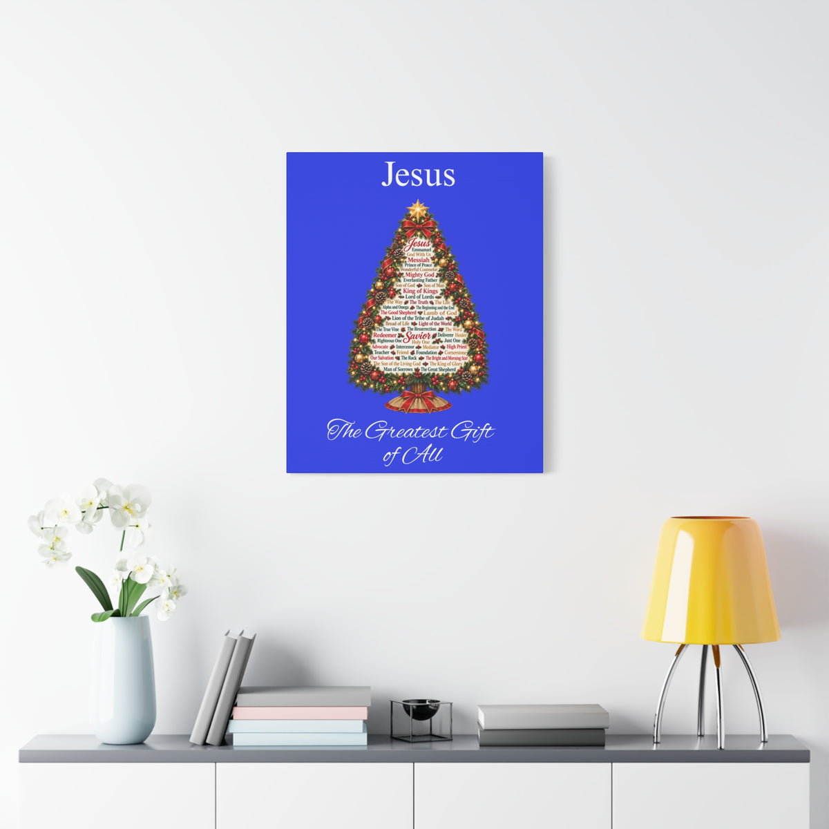 Jesus – The Greatest Gift of All | Christian Christmas Tree Wall Art, Matte Canvas, Stretched, 1.25"