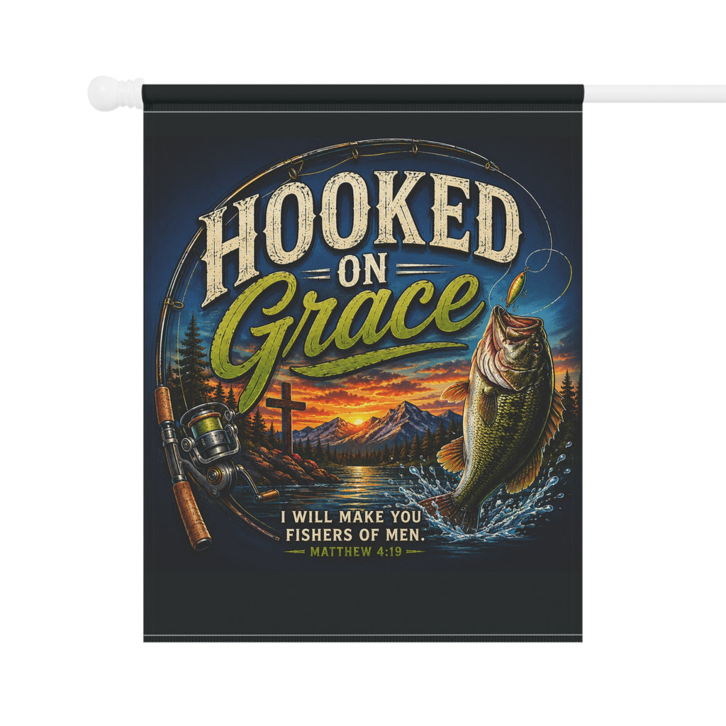 Hooked on Grace Christian Garden Flag