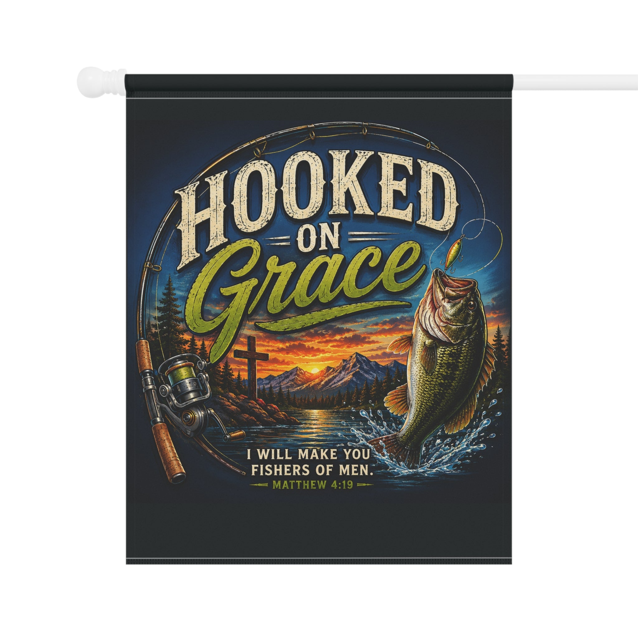 Hooked on Grace Christian Garden Flag