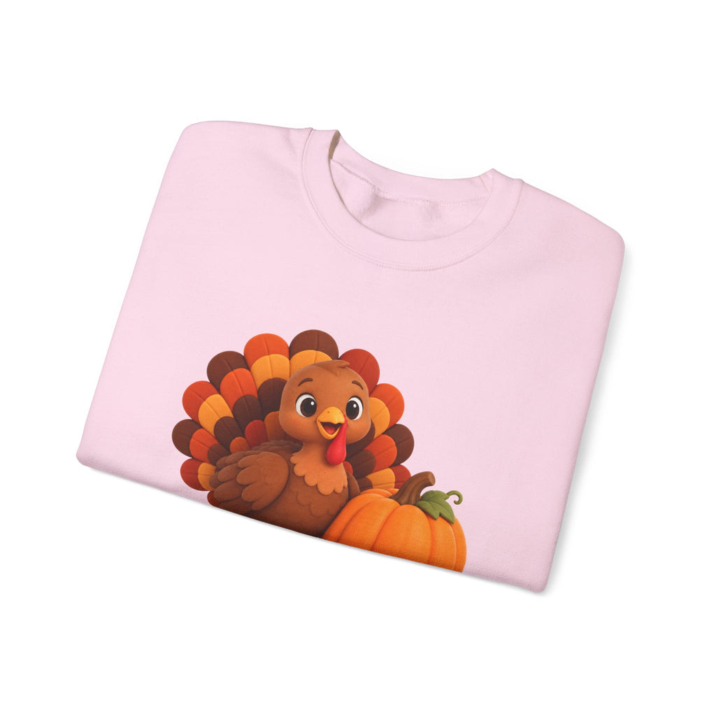 Be Thankful Thanksgiving Sweatshirt – Cute Turkey & Pumpkin Christian Fall Unisex Heavy Blend™ Crewneck Sweatshirt