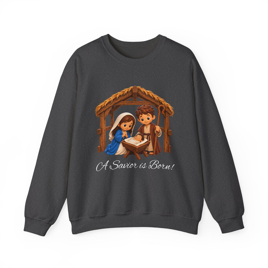 A Savior Is Born Nativity Christmas Heavy Blend™ Crewneck Sweatshirt