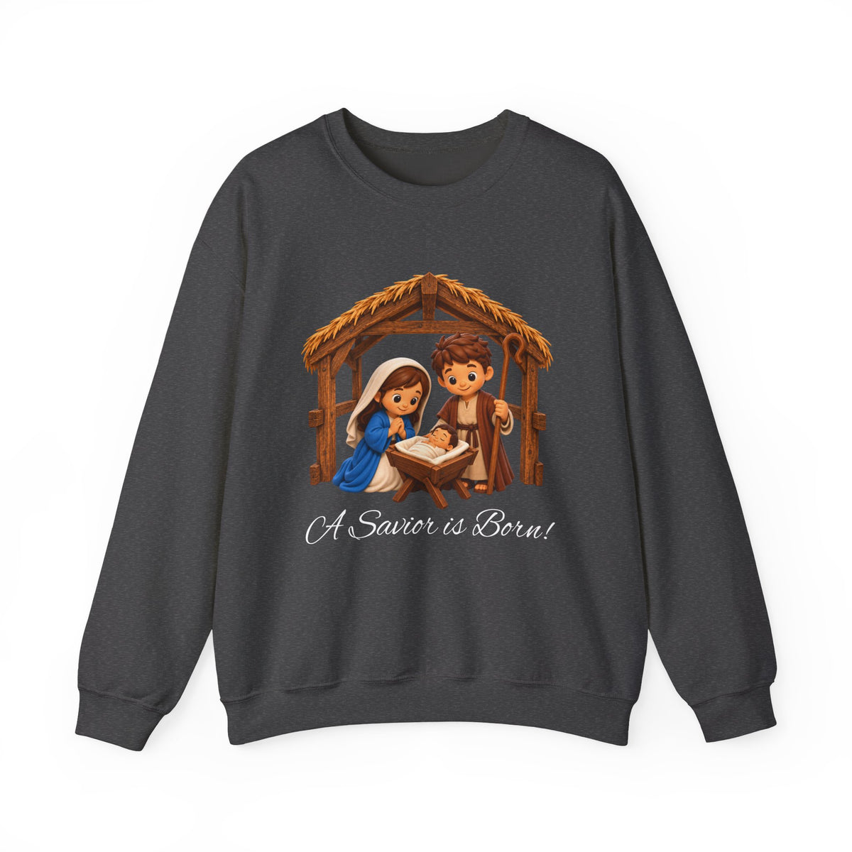 A Savior Is Born Nativity Christmas Heavy Blend™ Crewneck Sweatshirt