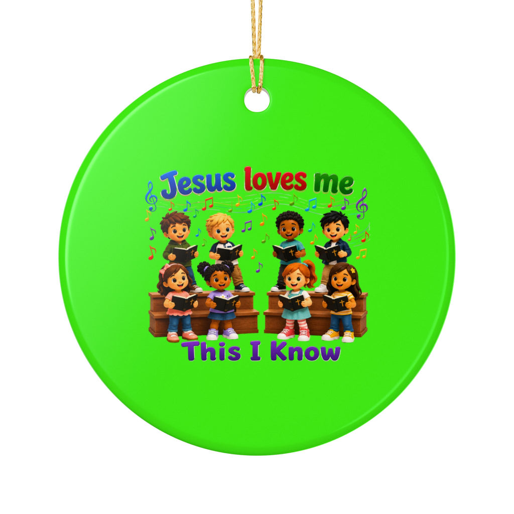 Jesus Loves Me, This I Know Ceramic Christmas Ornament, (1pc)