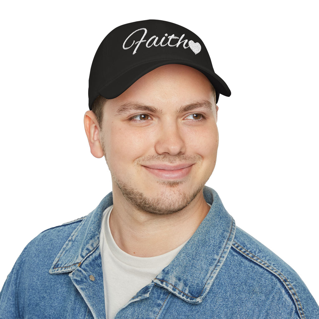 Faith Heart Embroidered Christian Cap – Inspirational Hat with White Script Design Low Profile Baseball Cap