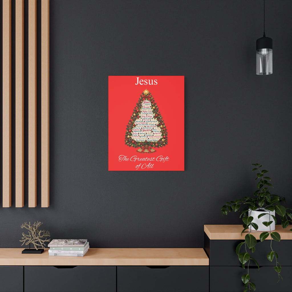 Jesus – The Greatest Gift of All | Christian Christmas Tree Wall Art, Matte Canvas, Stretched, 1.25"