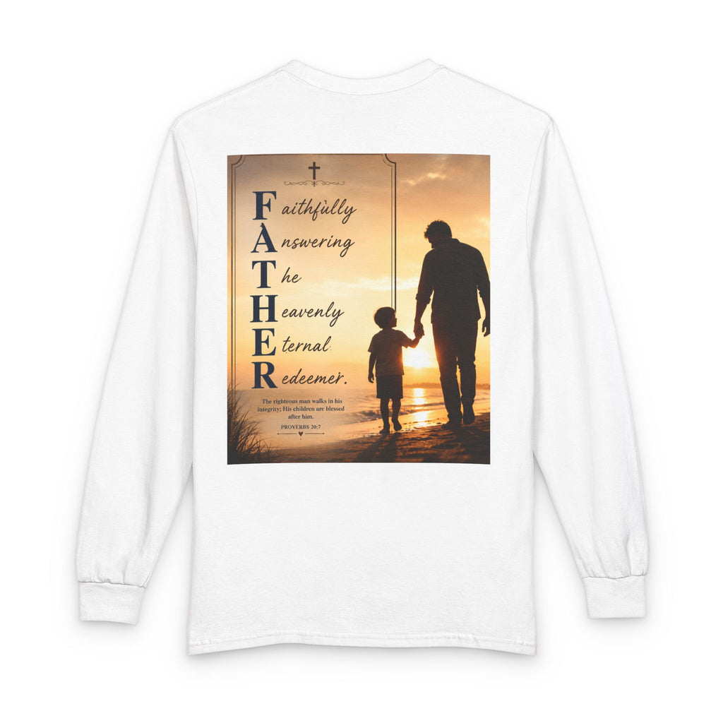 Faithful Father Christian Long Sleeve Shirt – Inspirational Dad Acrostic Sunset Design Unisex Long Sleeve T-Shirt