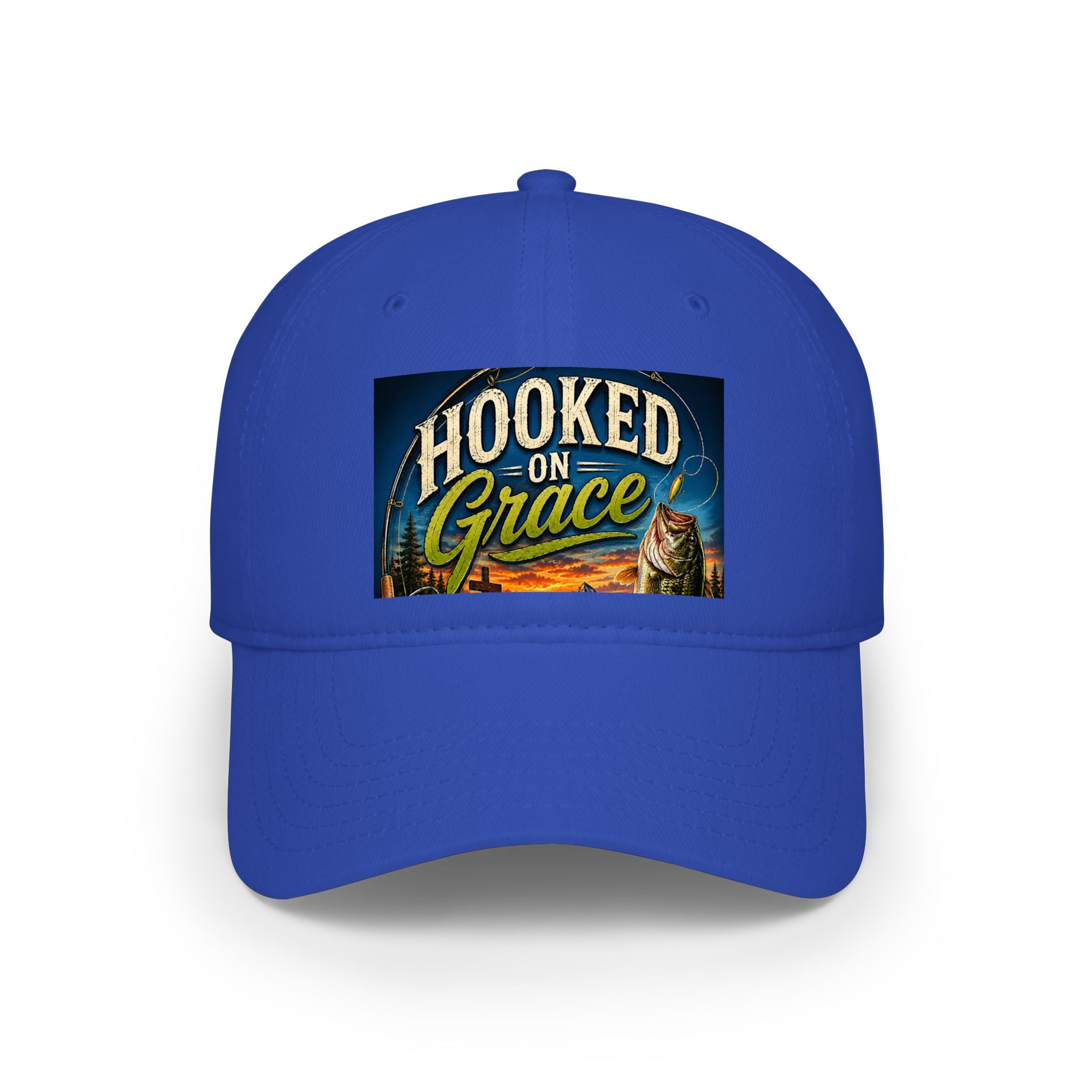 Hooked on Grace Low Profile Baseball Cap – Christian Faith Dad Hat