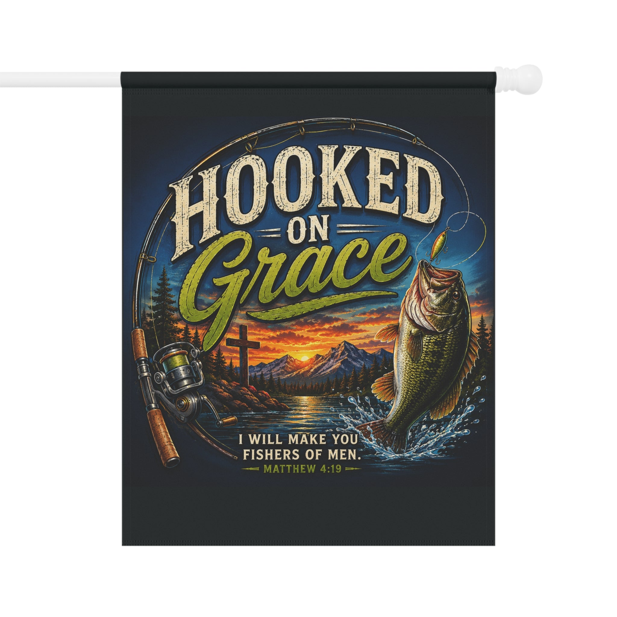 Hooked on Grace Christian Garden Flag