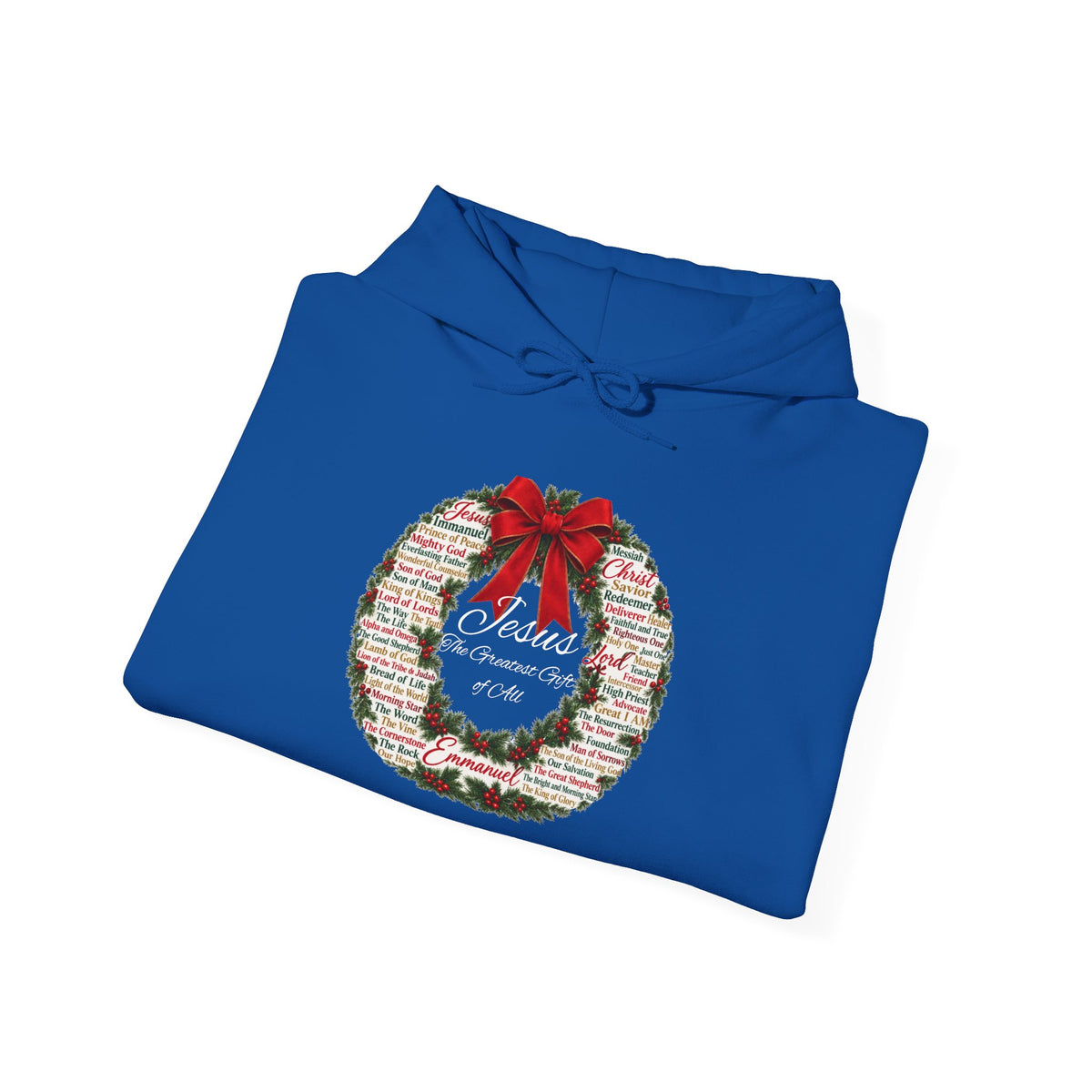 Names of Jesus Christmas Wreath Christian Heavy Blend™ Hooded Sweatshirt