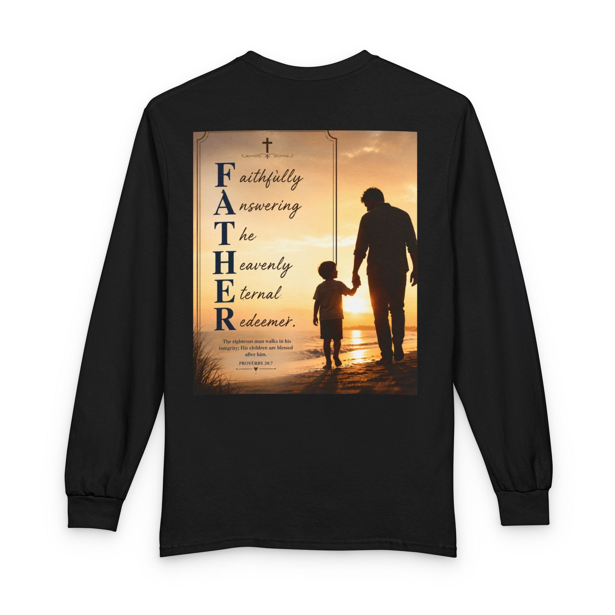 Faithful Father Christian Long Sleeve Shirt – Inspirational Dad Acrostic Sunset Design Unisex Long Sleeve T-Shirt
