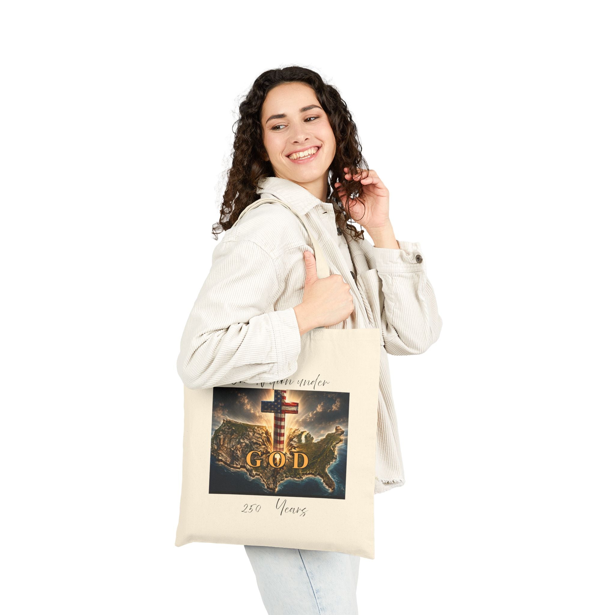 One Nation Under God Patriotic Christian Cotton Canvas Tote Bag