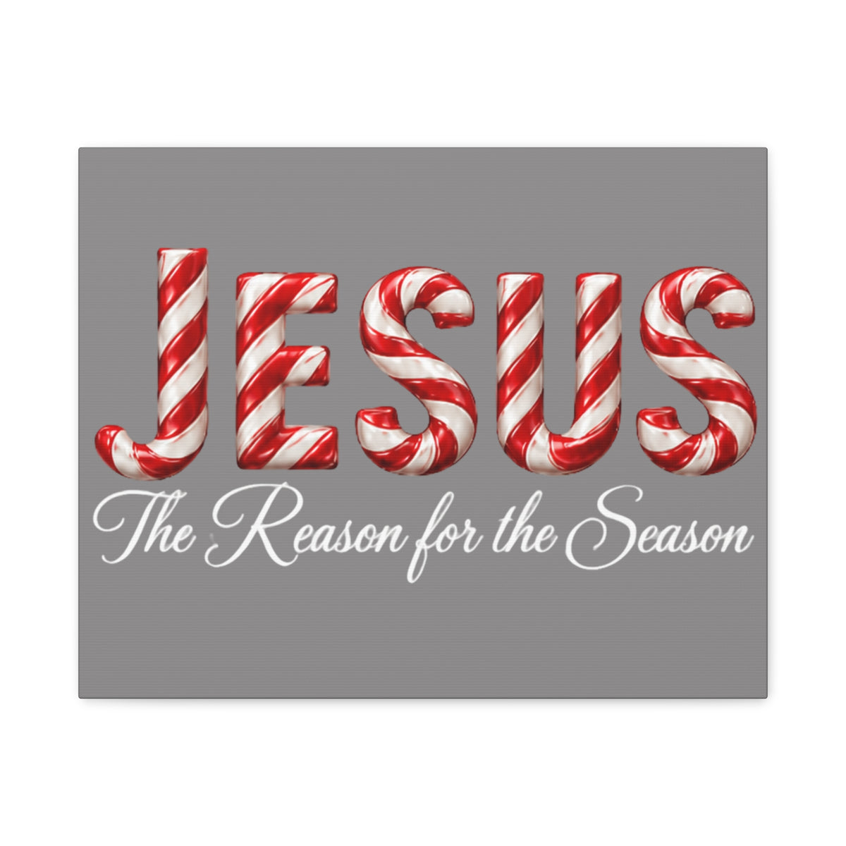 Jesus The Reason for the Season Christmas Wall Art – Candy Cane Christian Holiday Decor Matte Canvas, Stretched, 1.25"