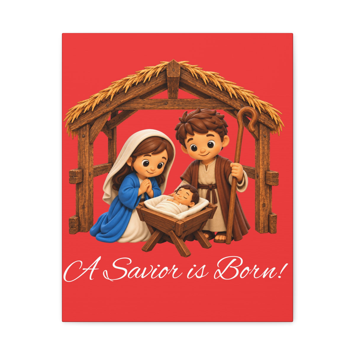 A Savior Is Born Nativity Christmas Canvas Wall Art, Matte Canvas, Stretched, 1.25"