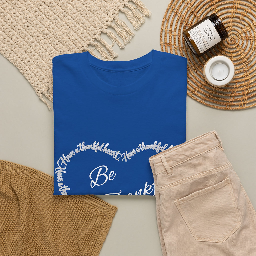 Be Thankful Heart T-Shirt – Inspirational Christian Gratitude Shirt – 1 Thessalonians 5:18-Unisex Heavy Cotton Tee
