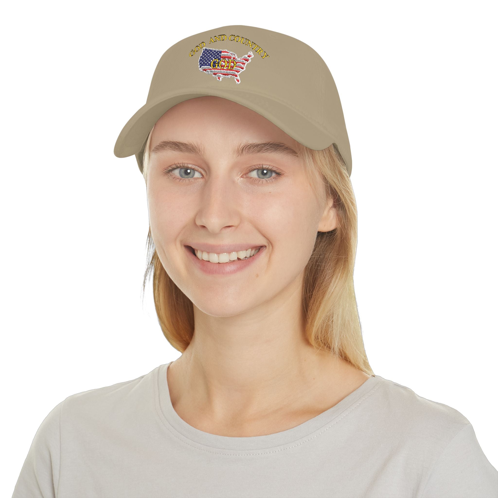 God and Country Embroidered Patriotic Christian Hat – USA Flag Faith Low Profile Baseball Cap