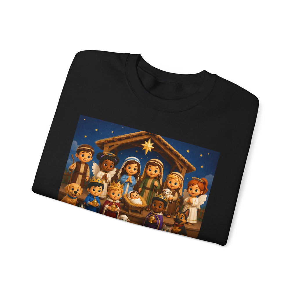 A Savior Is Born Nativity Christmas Sweatshirt – Christian Faith Holiday Heavy Blend™ Crewneck Sweatshirt