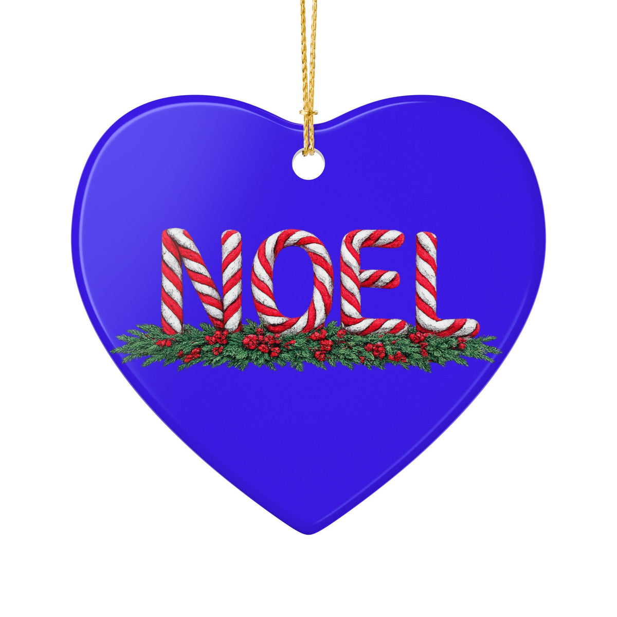 Candy Cane Noel Ceramic Decoration Ornament, (1pc)