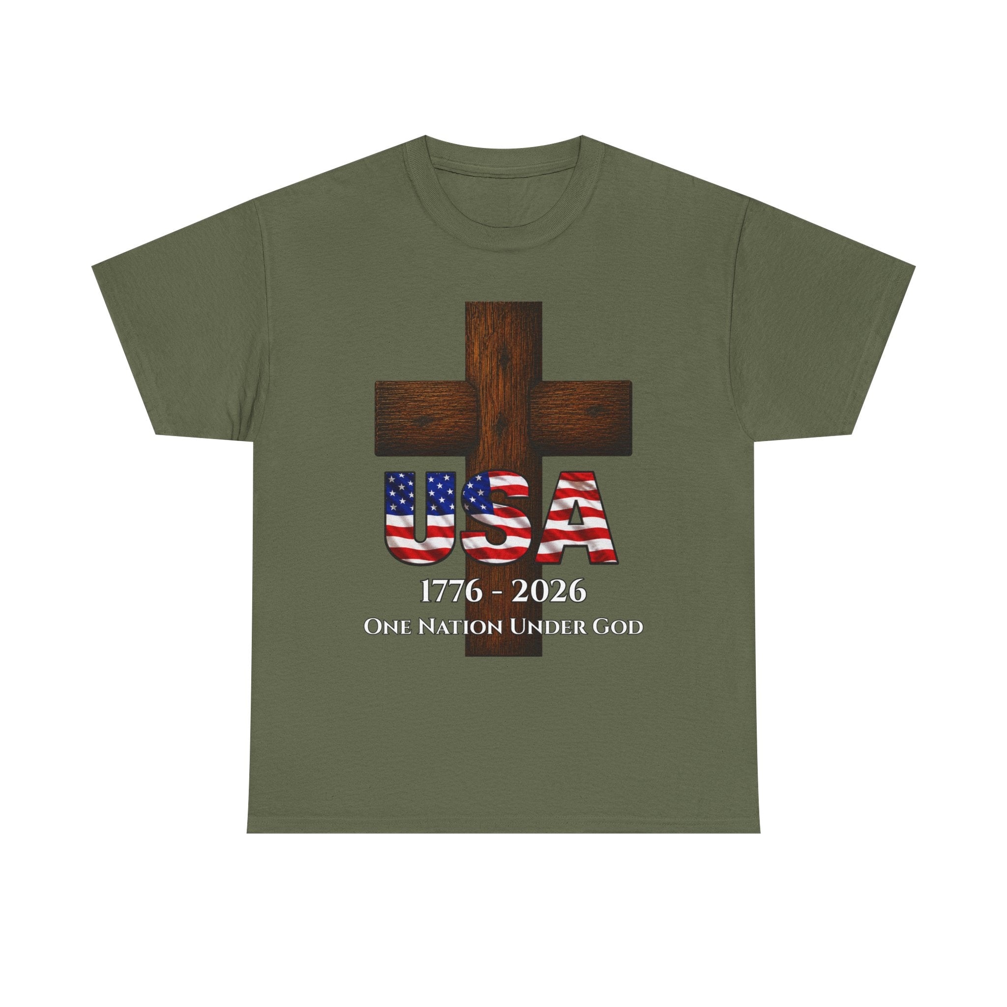 USA Cross 1776-2026 One Nation Under God Patriotic Christian T-Shirt