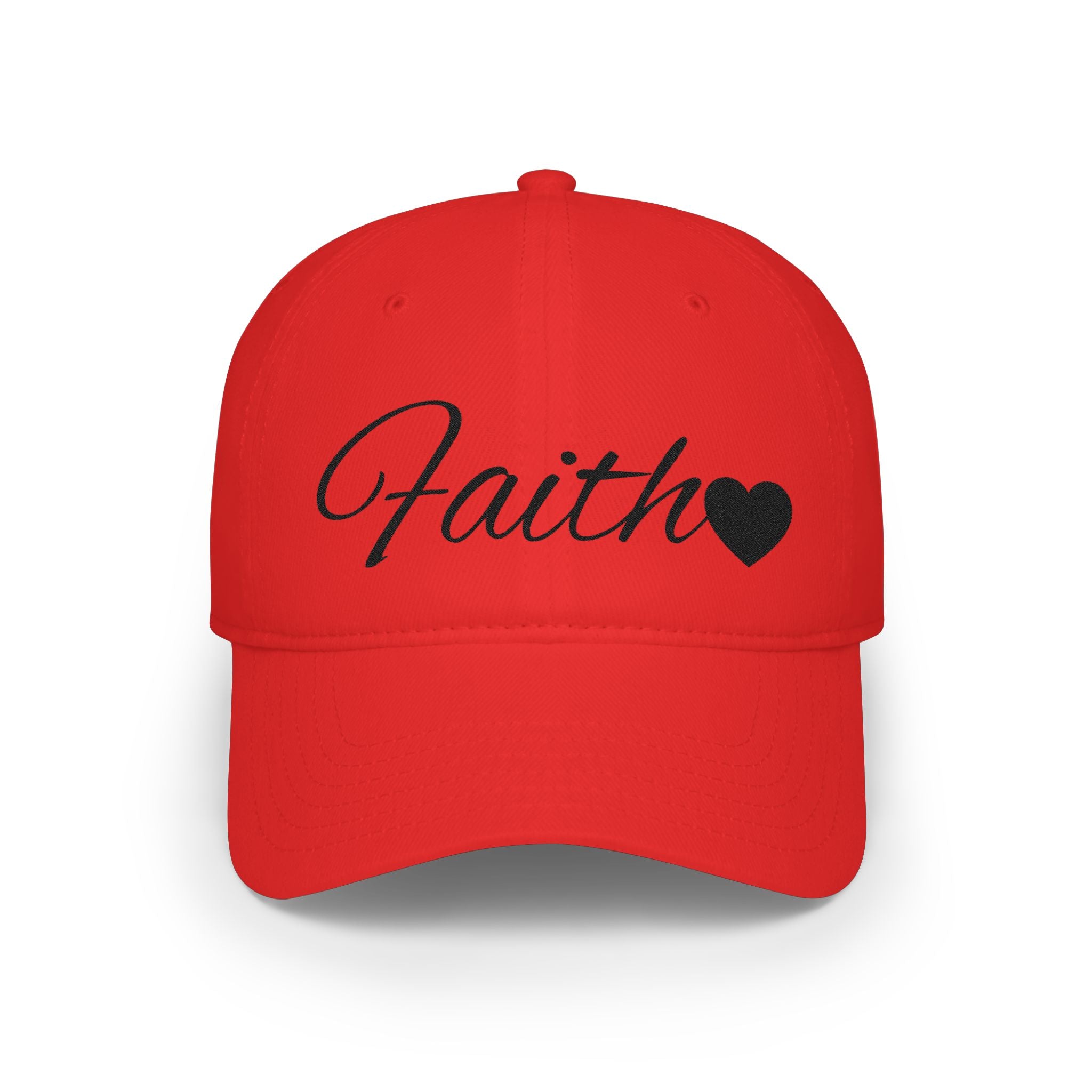 Faith Heart Embroidered Christian Cap – Inspirational Hat with Black Script Design Low Profile Baseball Cap