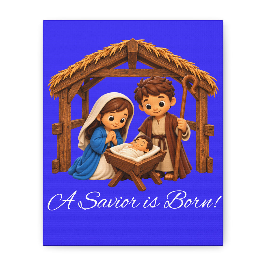 A Savior Is Born Nativity Christmas Canvas Wall Art, Matte Canvas, Stretched, 1.25"