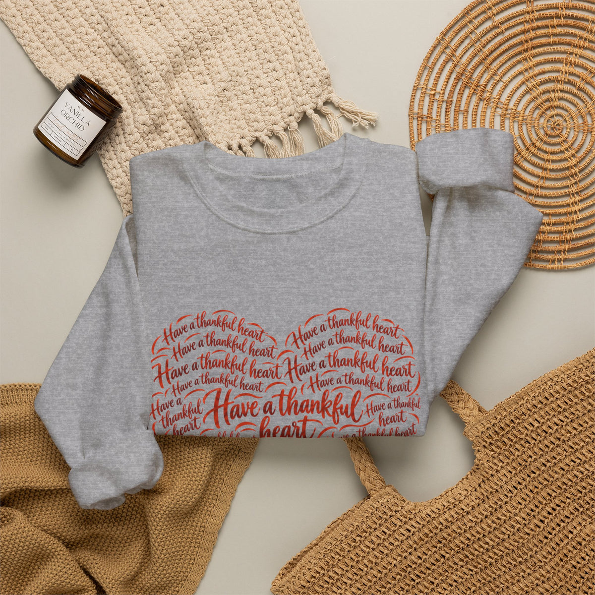 Have a Thankful Heart Sweatshirt – Inspirational Christian Faith Sweatshirt – Thanksgiving Graphic Pullover-Unisex Heavy Blend™ Crewneck Sweatshirt
