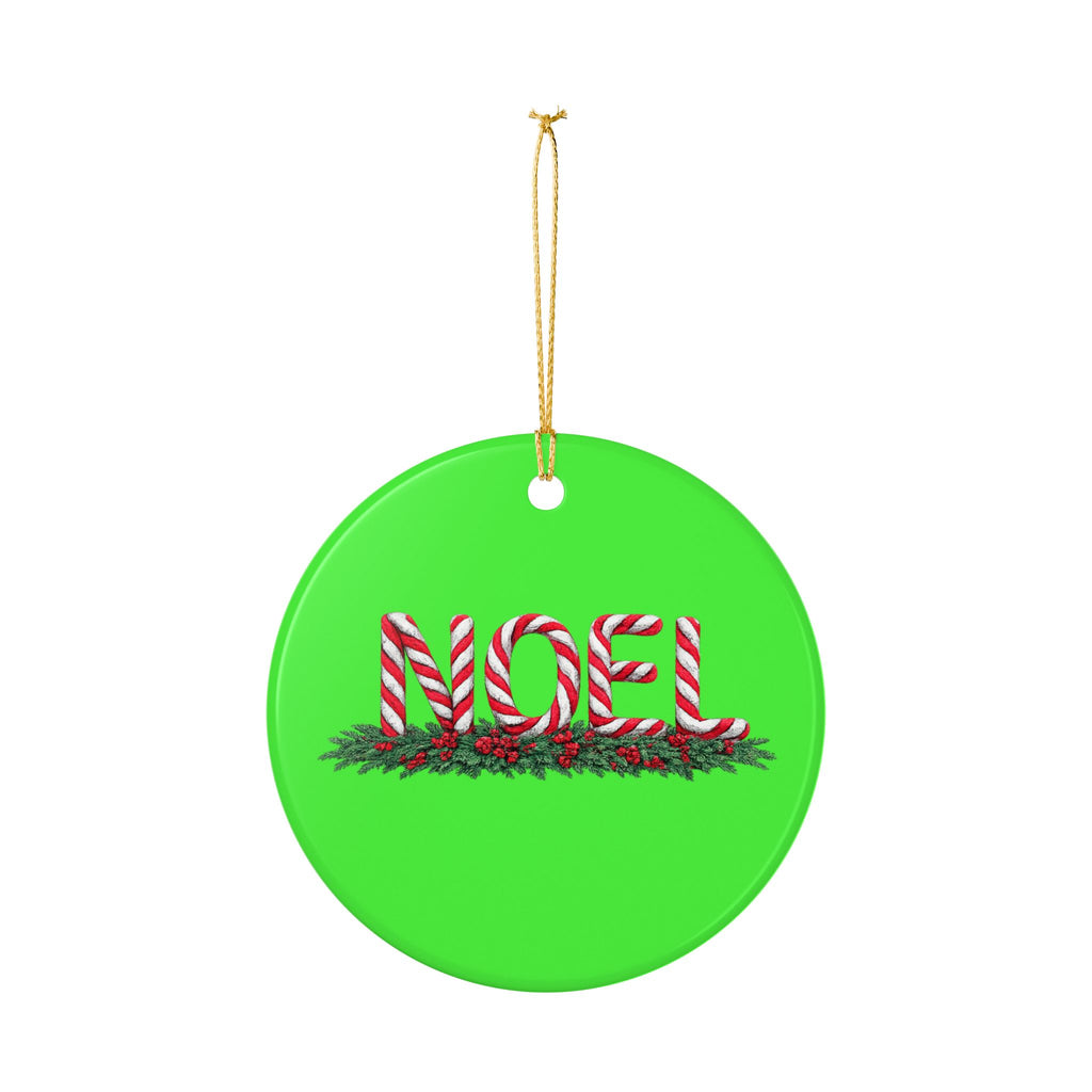 Candy Cane Noel Ceramic Decoration Ornament, (1pc)
