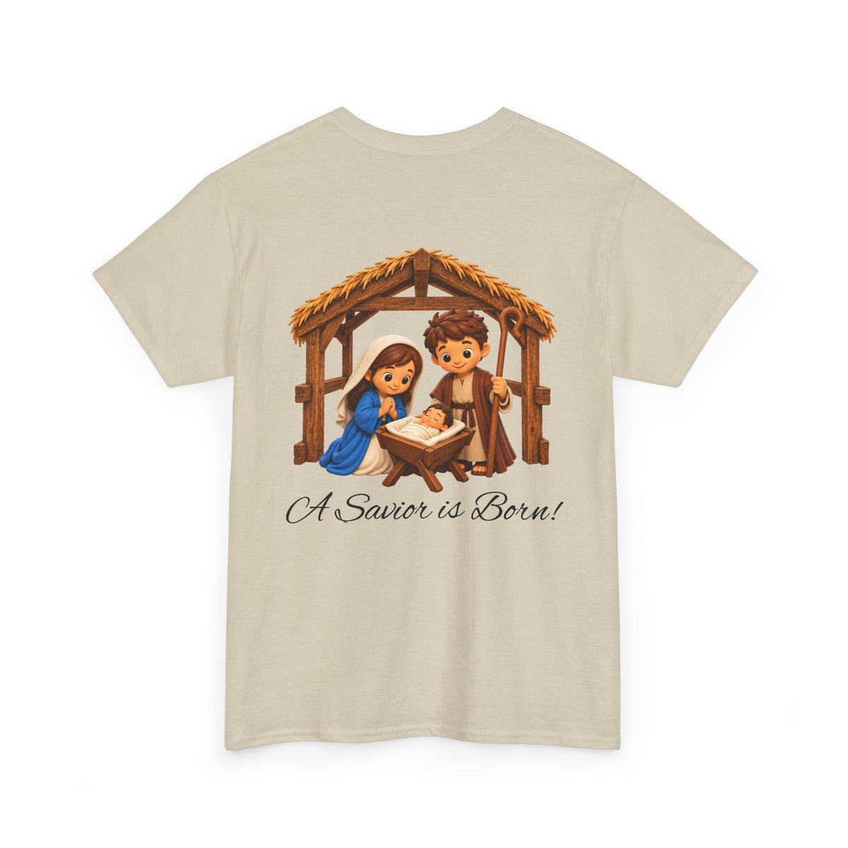 A Savior Is Born Nativity Christmas Heavy Cotton Tee