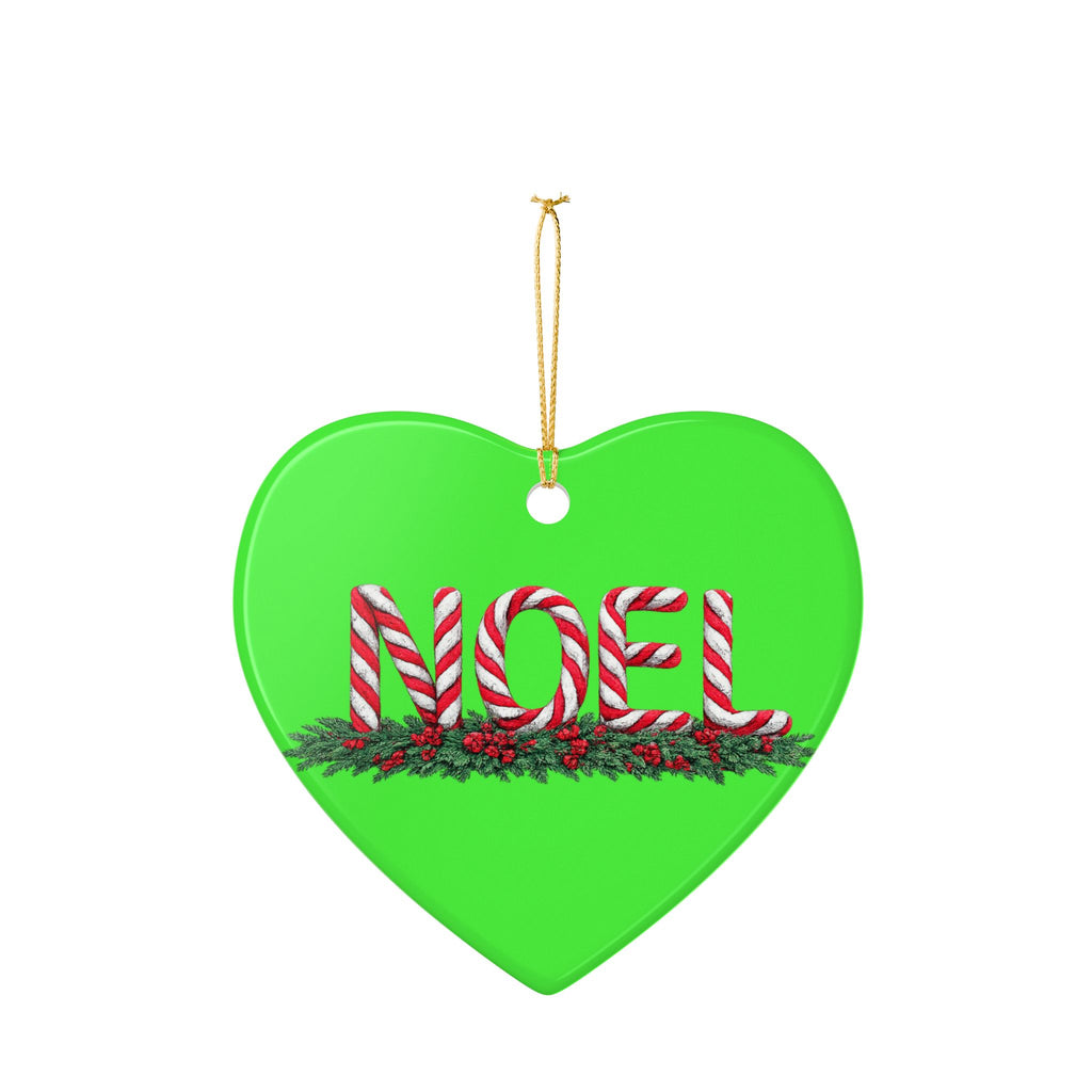 Candy Cane Noel Ceramic Decoration Ornament, (1pc)