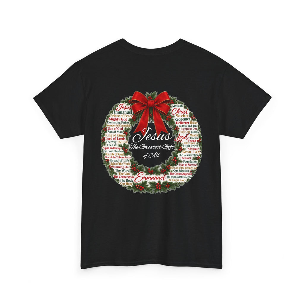 Christmas Wreath Christian Heavy Cotton Tee