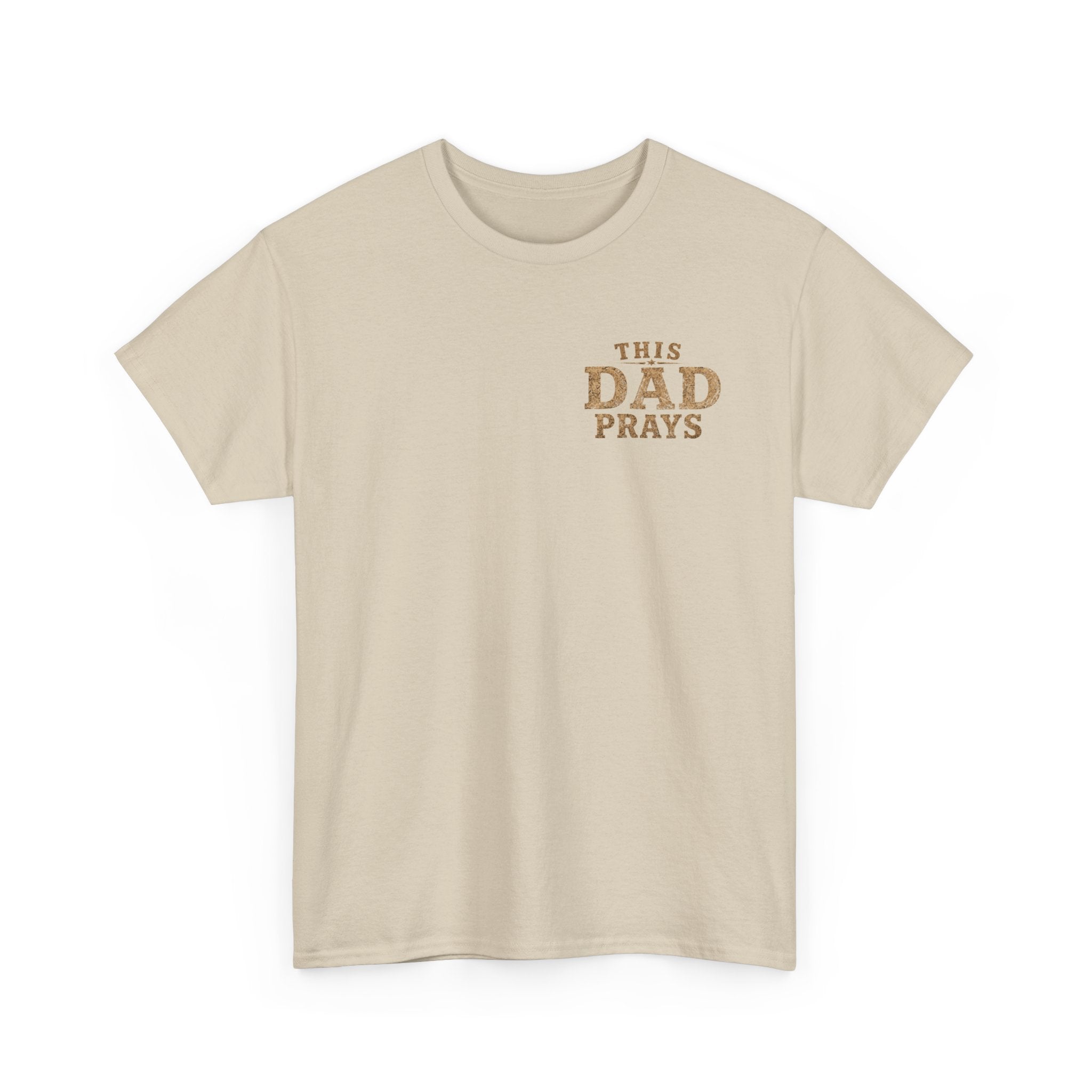 This Dad Prays Christian Outdoors T-Shirt – Faith, Family & Wilderness Sunset TeeUnisex Heavy Cotton Tee