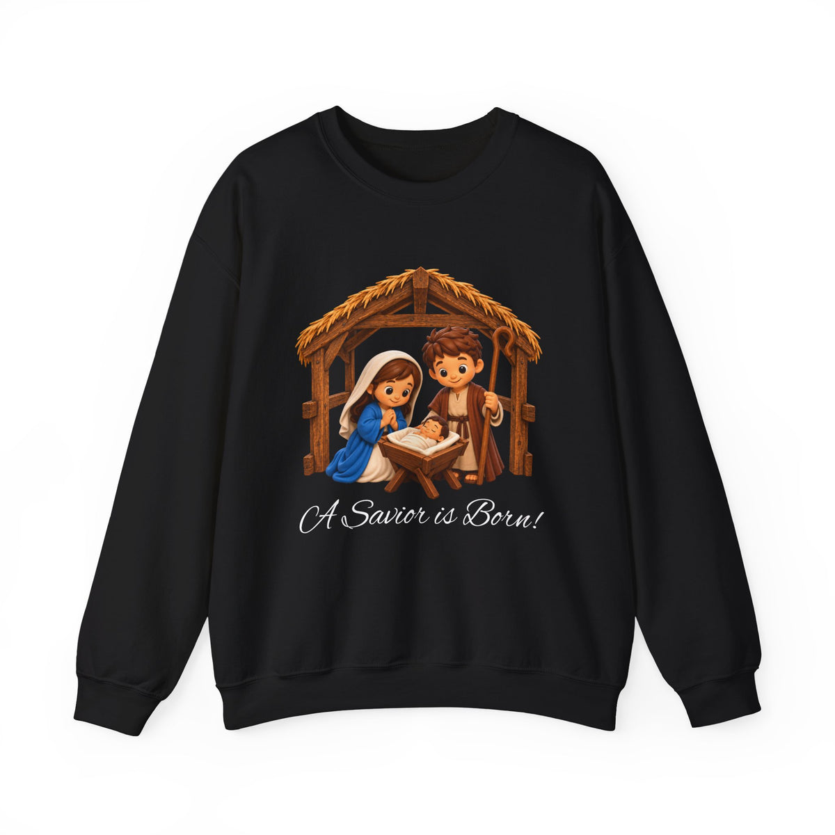 A Savior Is Born Nativity Christmas Heavy Blend™ Crewneck Sweatshirt