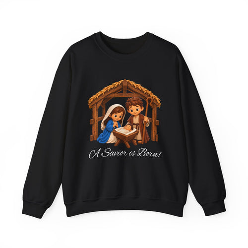 A Savior Is Born Nativity Christmas Heavy Blend™ Crewneck Sweatshirt
