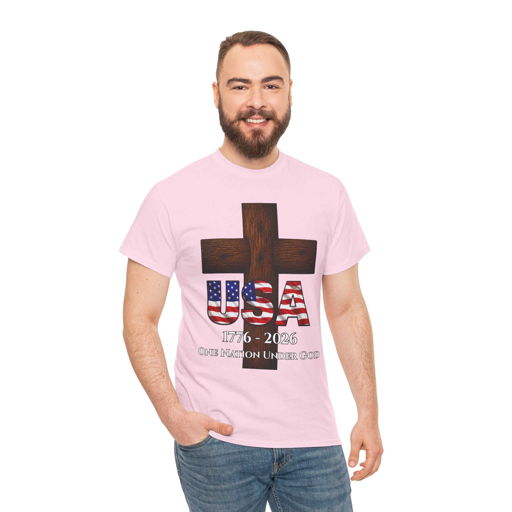 USA Cross 1776-2026 One Nation Under God Patriotic Christian T-Shirt